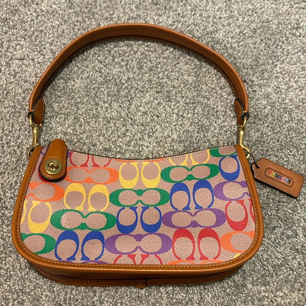 Authentic COACH Swinger Pride Monogram Coated Canvas Shoulder Bag